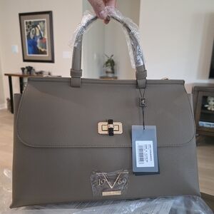 Versace V19.69 Italia Taupe Faux Leather Bag With Detachable Shoulder Strap